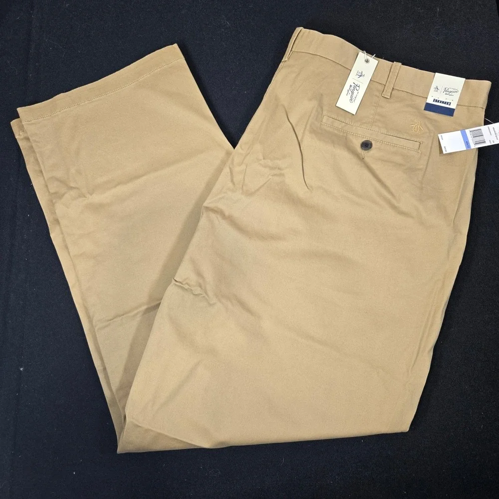 NWT Original Penguin Mens Khaki Chinos‎ Stretch Pants 48x32 Preppy Work Business